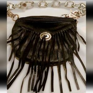Concho Navajo Leather Fringe Handbag Shoulder Bag Clutch Heavy Hideaway Chain